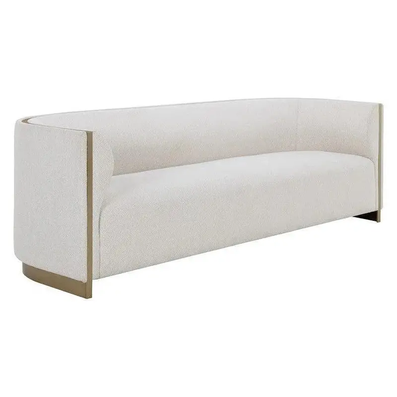 Larron Rhea Sofa – Light Barley Upholstery With Gold-Tone Trim 1