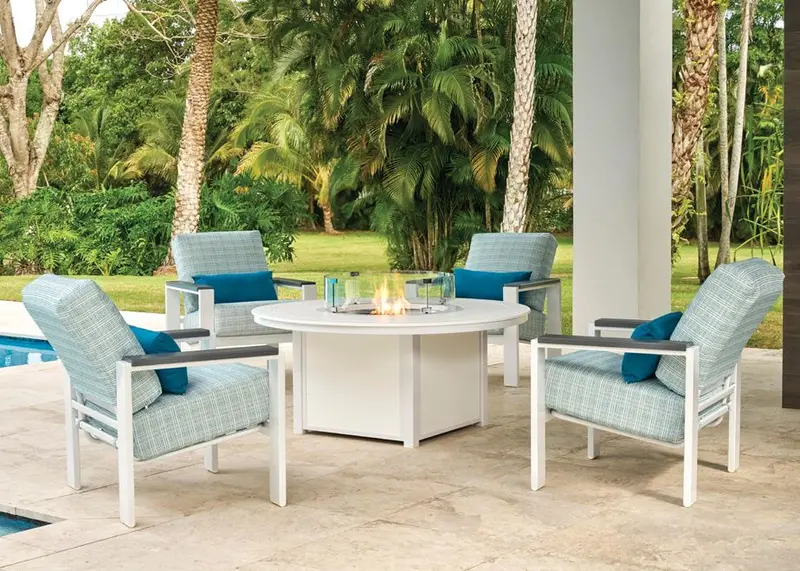 Larssen Deep-Seat Cushioned Armchairs With Fire Table – 5-Piece Patio Set 1