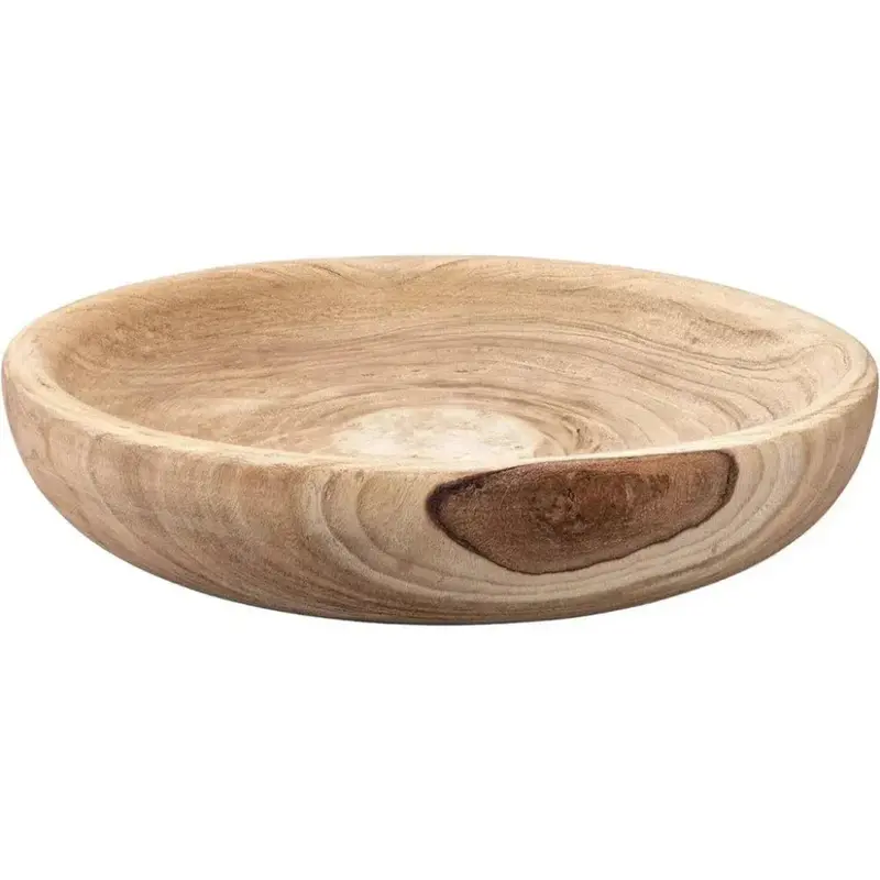 Laurel Wooden Bowl – Brown Paulownia Wood Serving Or Display Piece 1