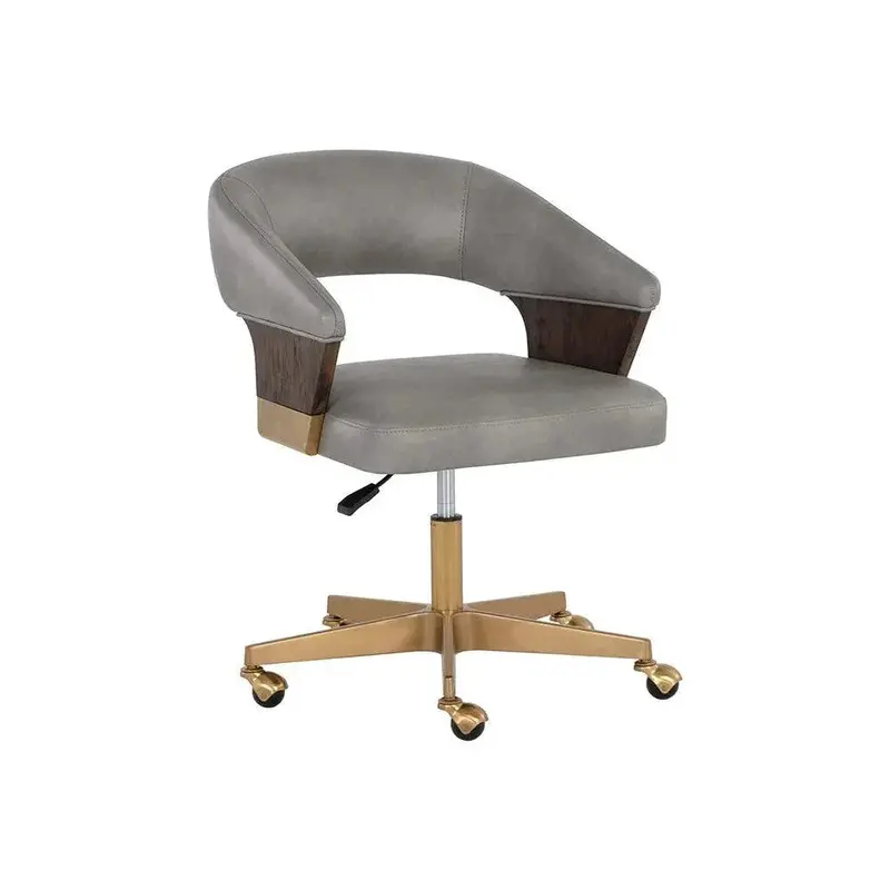 Leonce Gold-Metal-Base Office Chair With Premium Upholstery 1