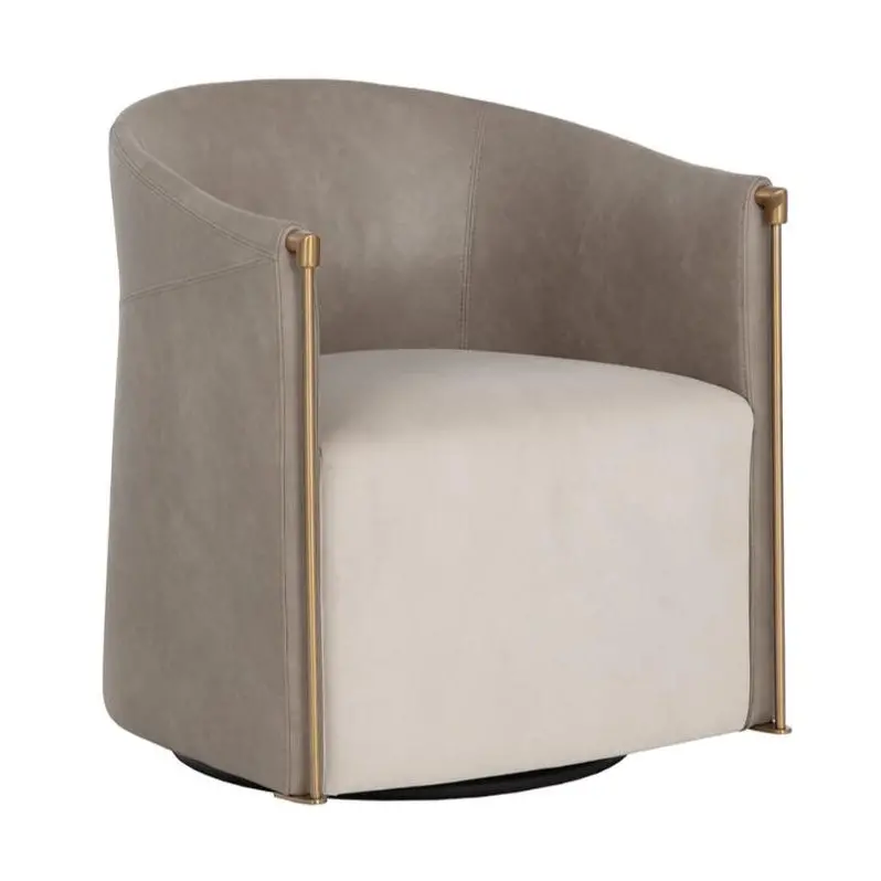 Leontine Faux Leather Swivel Lounge Chair With Sleek Base 1