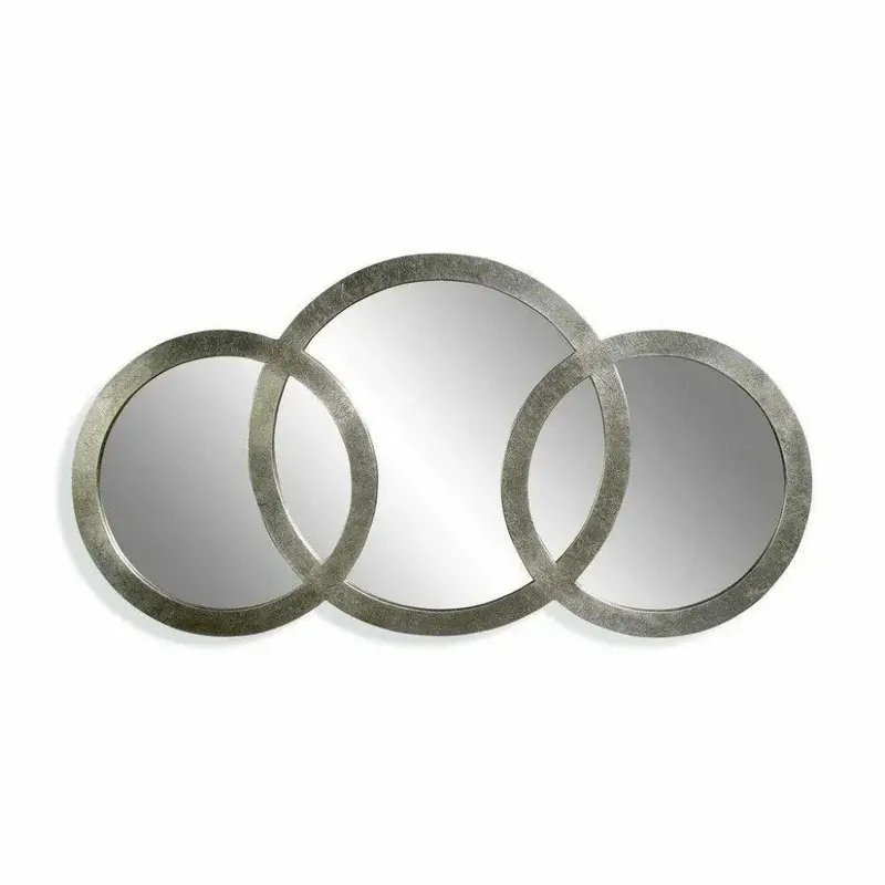 Libra 58-Inch Round Triple-Ring Wall Mirror – Silver Leaf Accents 1