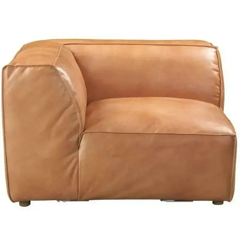 Light Brown Tan Leather Corner Lounge Chair 1
