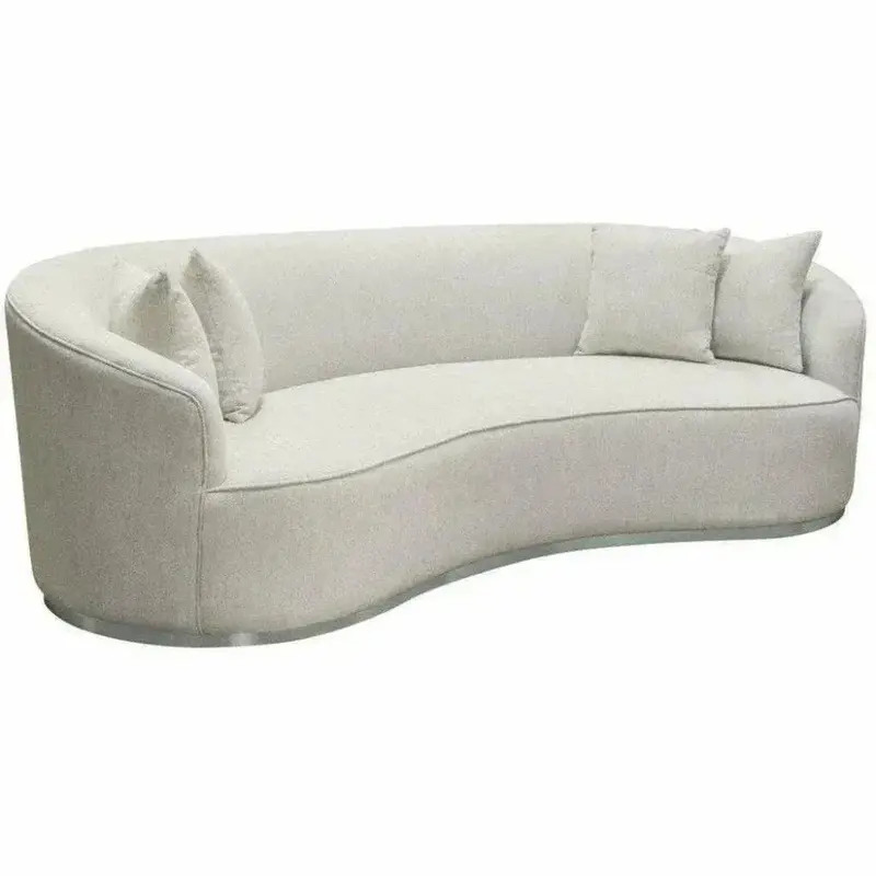 Light Cream Sofa With Sleek Silver Accents 1