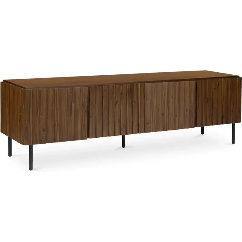 Lincoln Media Console – Brown Solid Wood And Wrought Iron Design 1