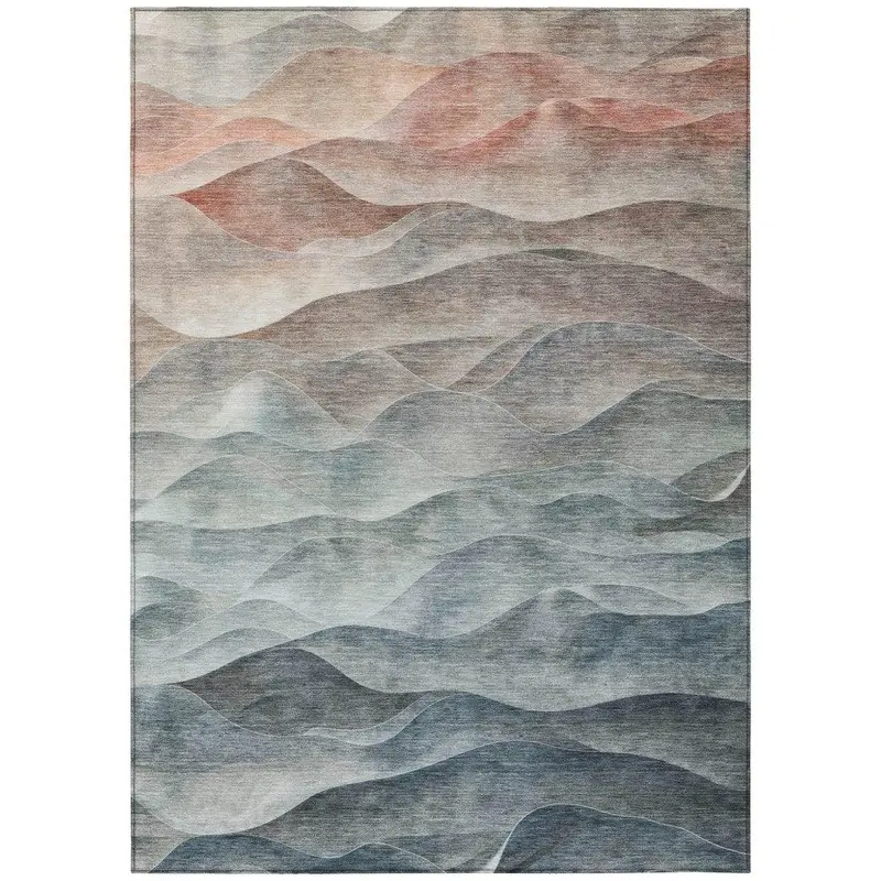 Linover Seafoam Teal Washable Indoor/Outdoor Area Rug 2