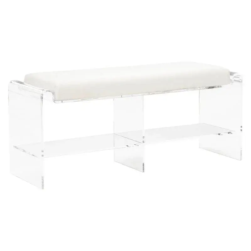 Long Clear Acrylic Bedroom Bench – Renee Style 1
