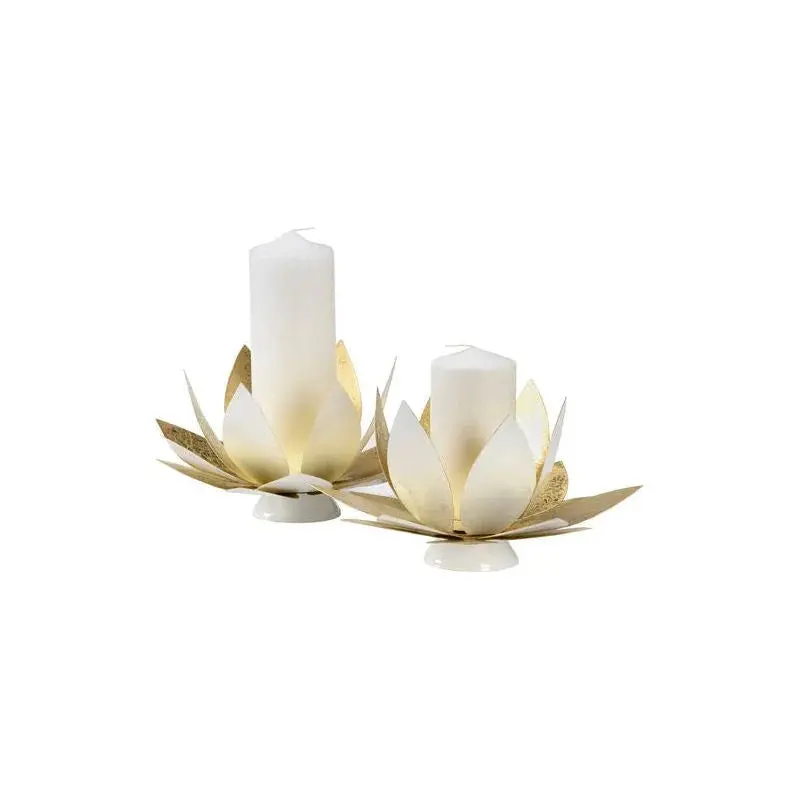 Lotus-Shaped Steel Candle Holders (Set Of 2) 1