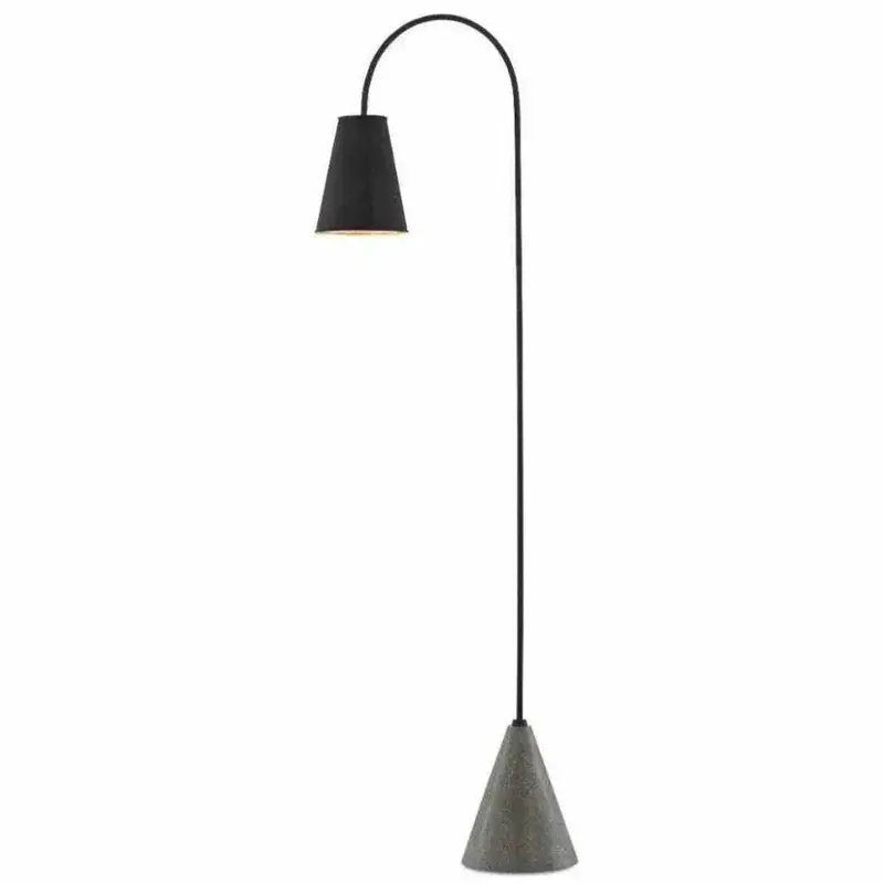 Lotz Black Iron & Silver Leaf Concrete Floor Lamp 1