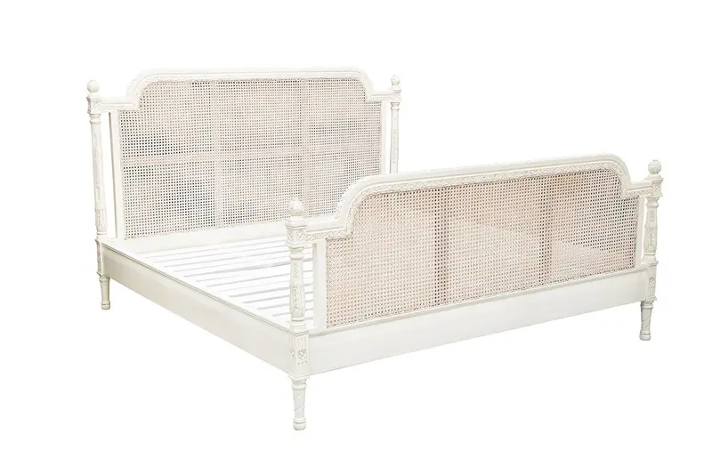 Louis Artisan-Carved White Wooden King Bed 1