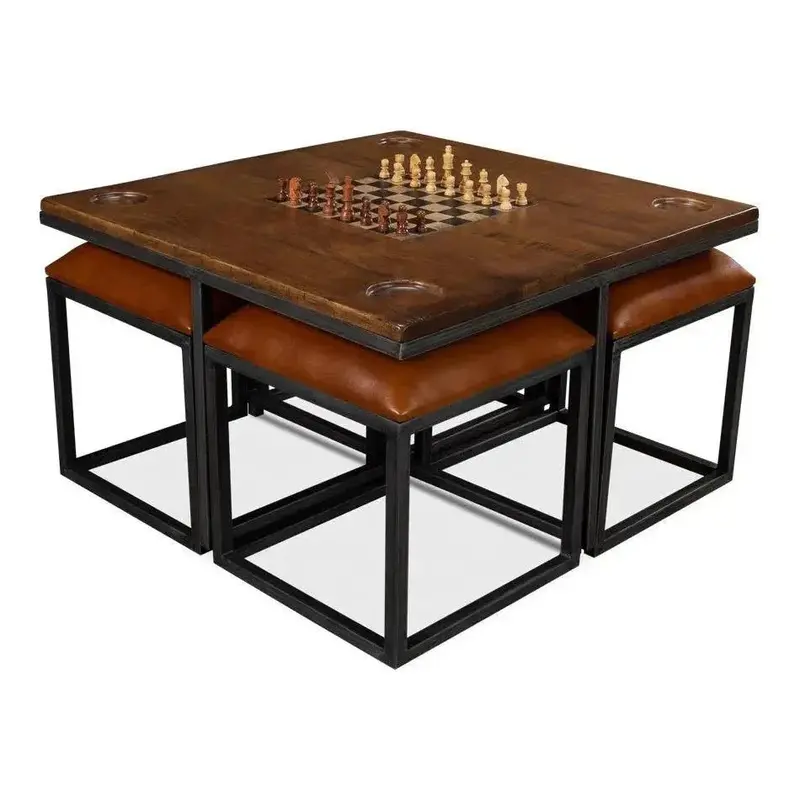 Low Game Table With Four Matching Stools – Casual Entertainment Center 1