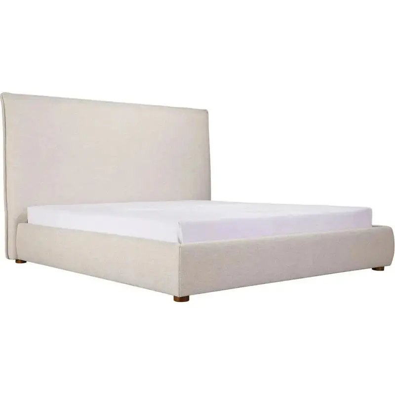 Luzon White Wooden Bed – Tall Upholstered Headboard 1