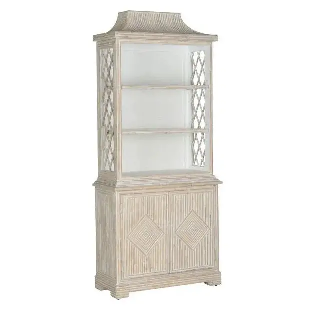Lyford Cay Whitewashed Bamboo Open Shelving Unit 1