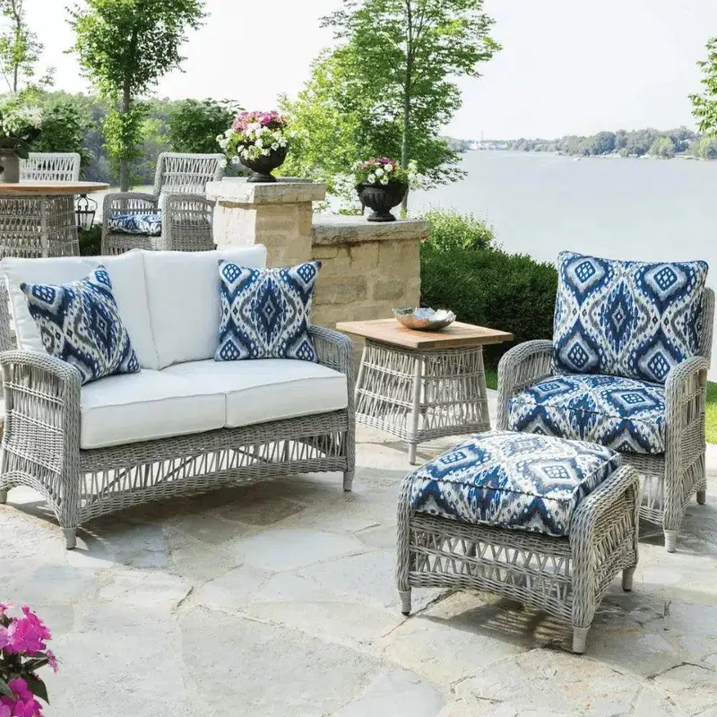 Mackinac Wicker Patio Furniture Set: Loveseat And Matching Chairs 1