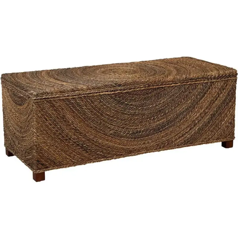 Madura Seagrass Storage Bench With Wooden Frame 1