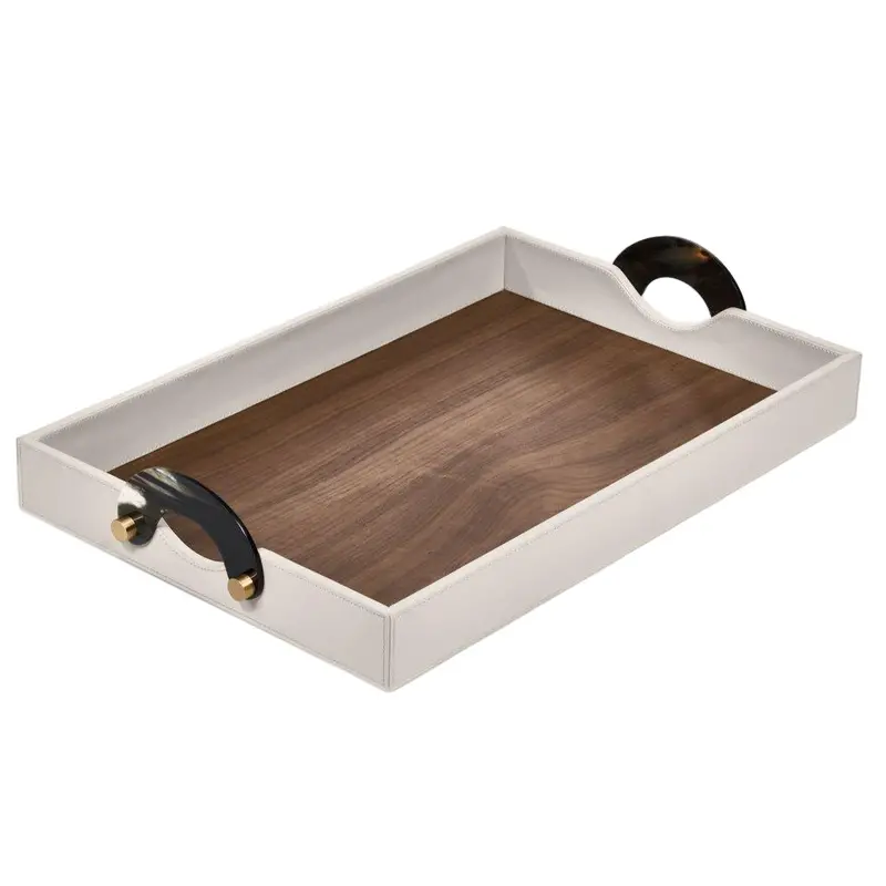 Maeve Rectangular Serving Tray – Leather-Wrapped Edge 1