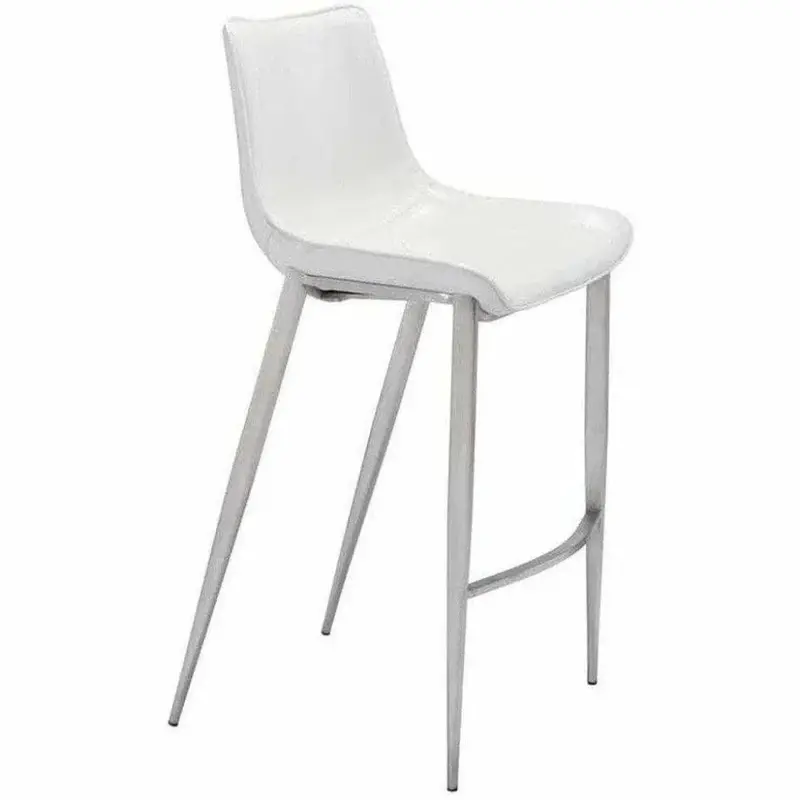 Magnus White And Glossy Silver Bar Stools – Set Of 2 1