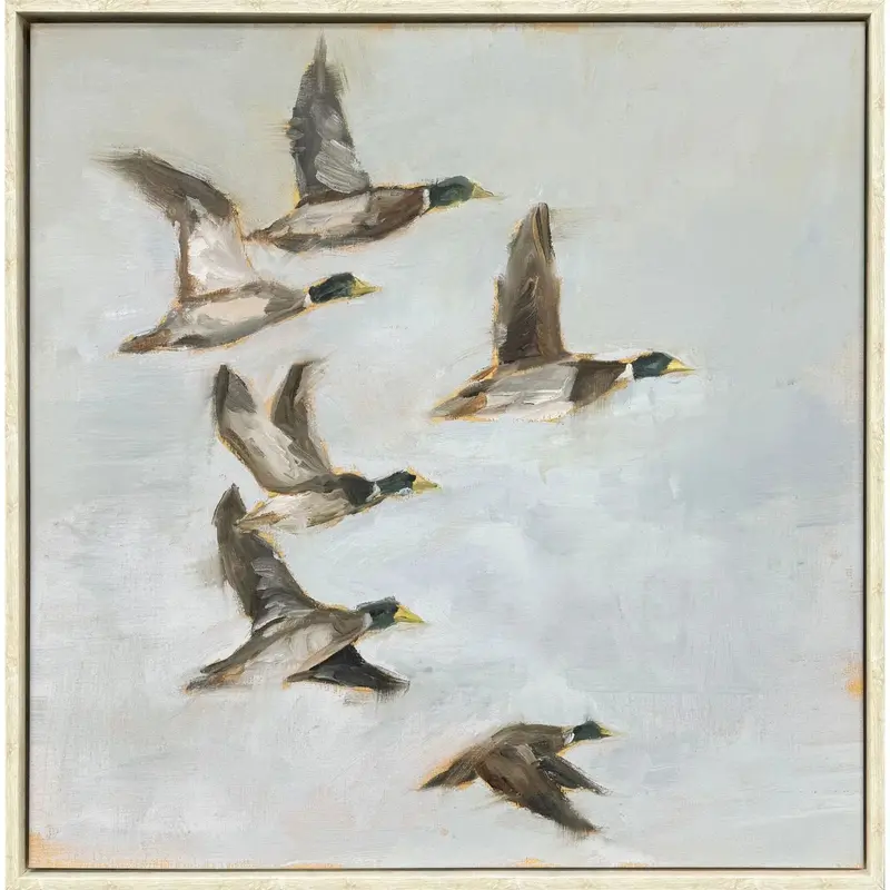 Mallard Migration I – Serene Blue Canvas Art Print 1