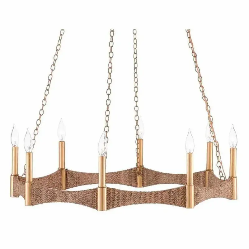 Mallorca-Style Chandelier With Natural Dark Gold Leaf 1
