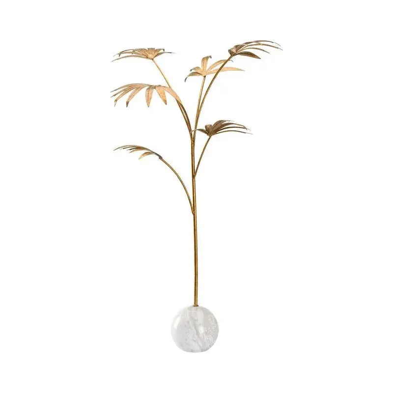 Marble Leaf Sculpture With Gold-Tone Base – Elegant Botanical Accent 1