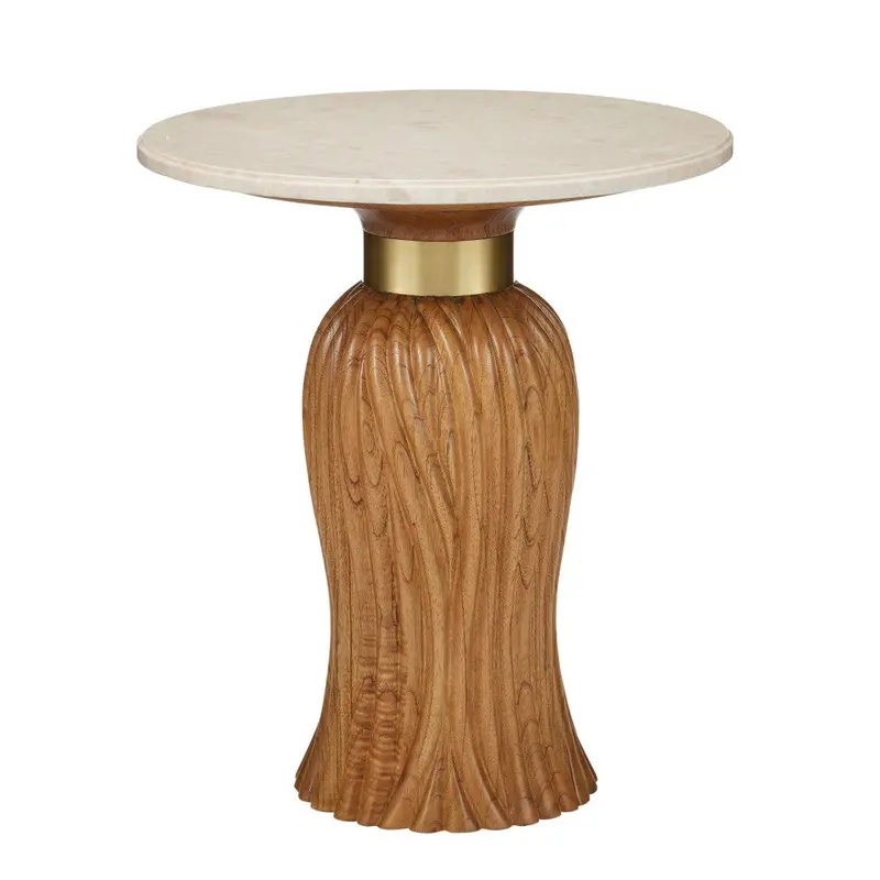 Marble-Topped Round Accent Table – Tassel Stylish Side Table 1