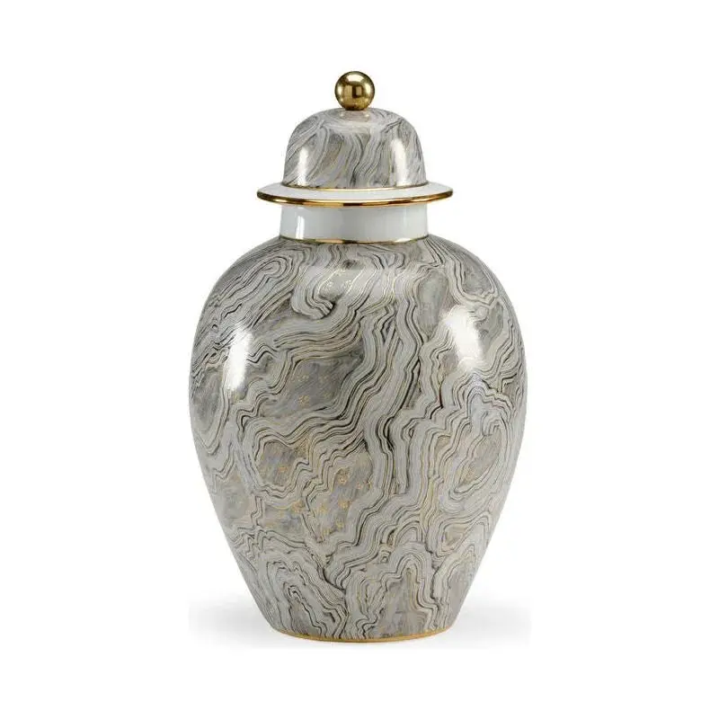 Marbled Grey Porcelain Urn – Modern Sculptural Design 1