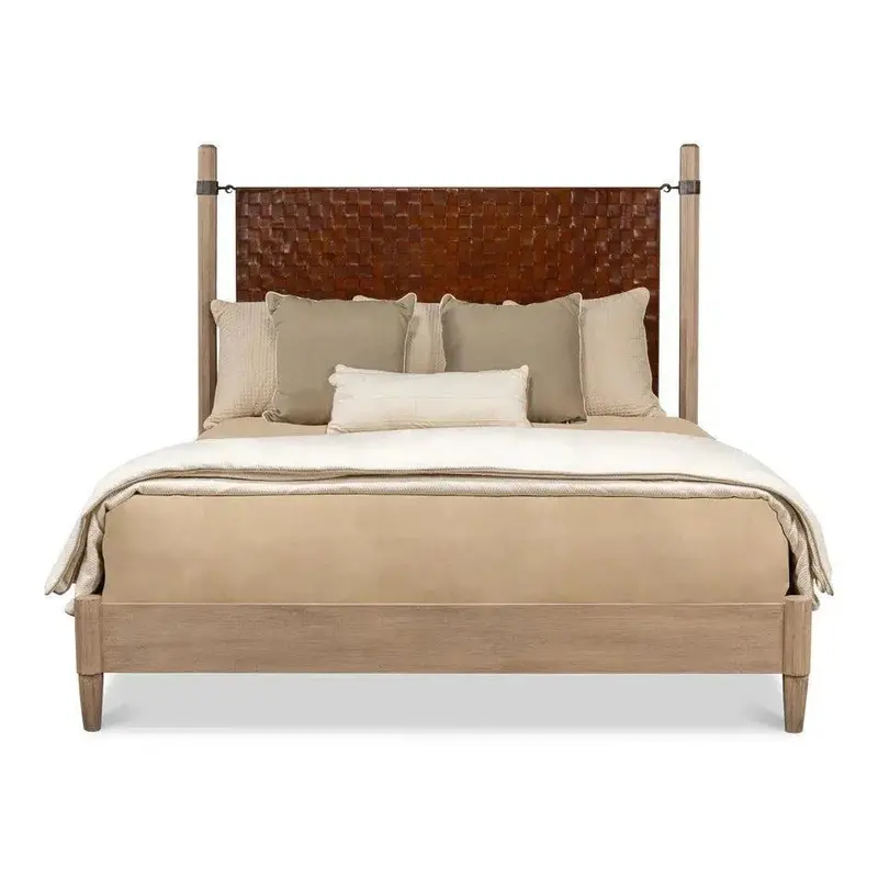 Marcus Brown Leather King-Sized Bed Frame – Upholstered Platform Style 1