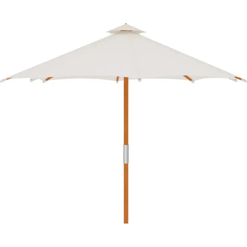 Market 118" Round Teak Outdoor Umbrella In White 1
