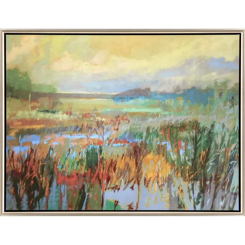 Marsh In May Landscape Canvas Print – Earthy Green Wall Art 1