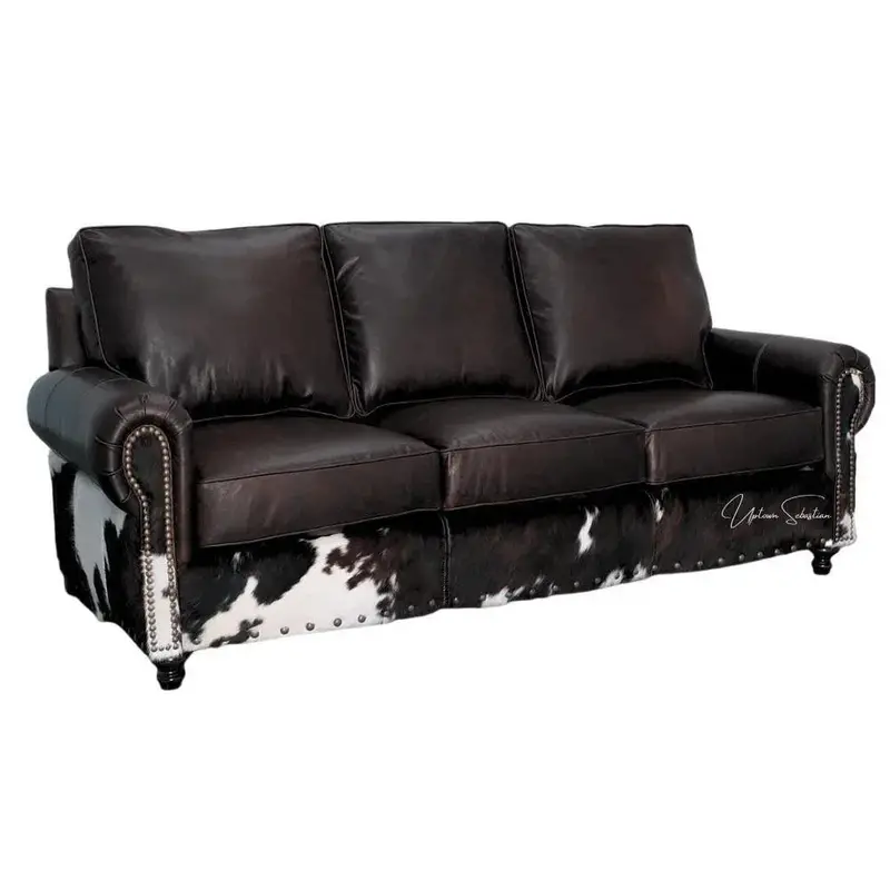 Marshal Two-Tone Dark Brown Leather Sofa With Contrasting Accents 1