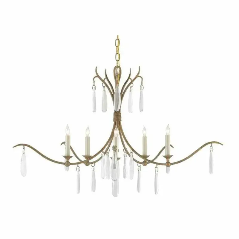 Marshallia Small Chandelier With Gold Finish And Faux Rock Crystal Accents 1