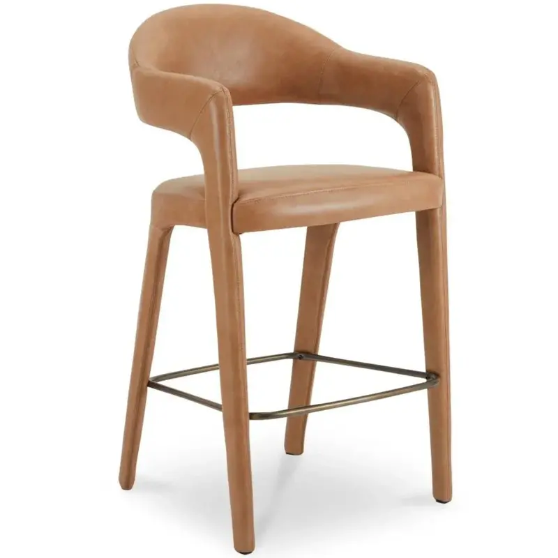 Martens Leather Bar Stool With Modern High-Back Design 1