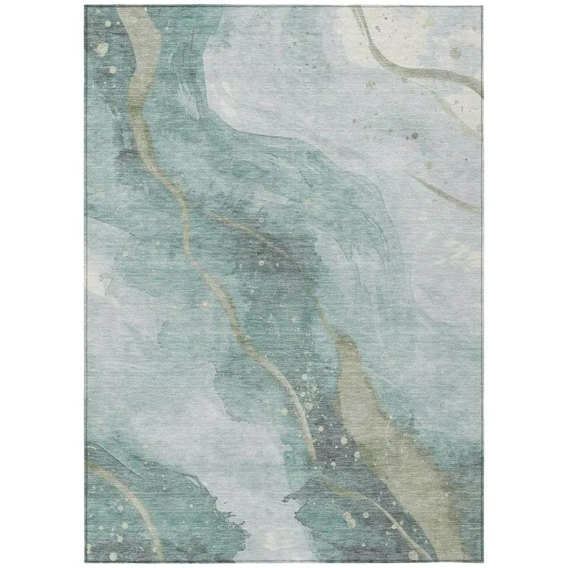 Marvelle Teal Non-Toxic Washable Outdoor Rug 2