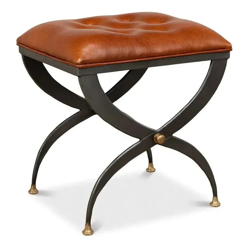 Mathsson Footstool – Leather And Iron Industrial-Design Rest 1