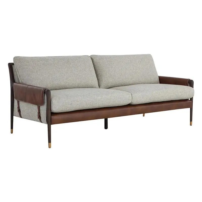 Mauti Mid-Century Inspired Sofa In Rich Brown Upholstery 1