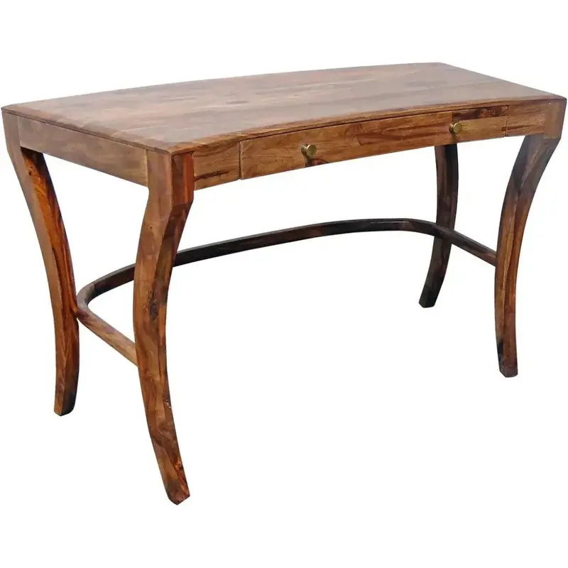 Mavria Brown Wood Writing Desk With Compact Workspace 1