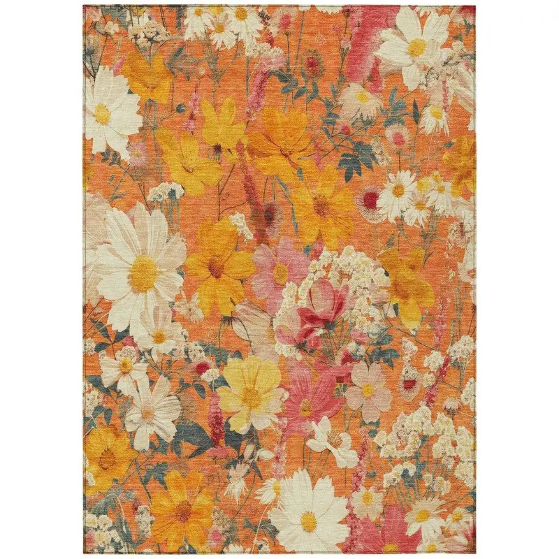 Mehavi Orange Spill-Proof Porch Rug 2