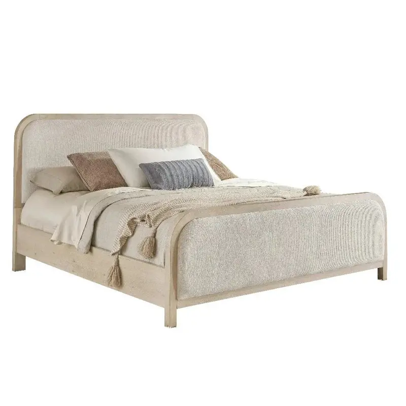Melia Light Sand Low-Profile Wooden Bed Frame 1