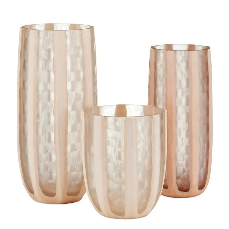 Merletto Pink Glass Vase Collection – Trio Set For Stylish Groupings 1
