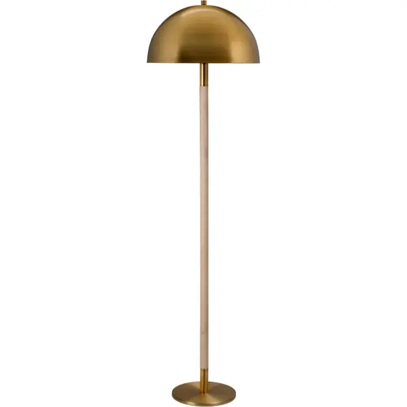 Merlin Industrial-Style Floor Lamp With Black Metal Frame And Linen Shade 1