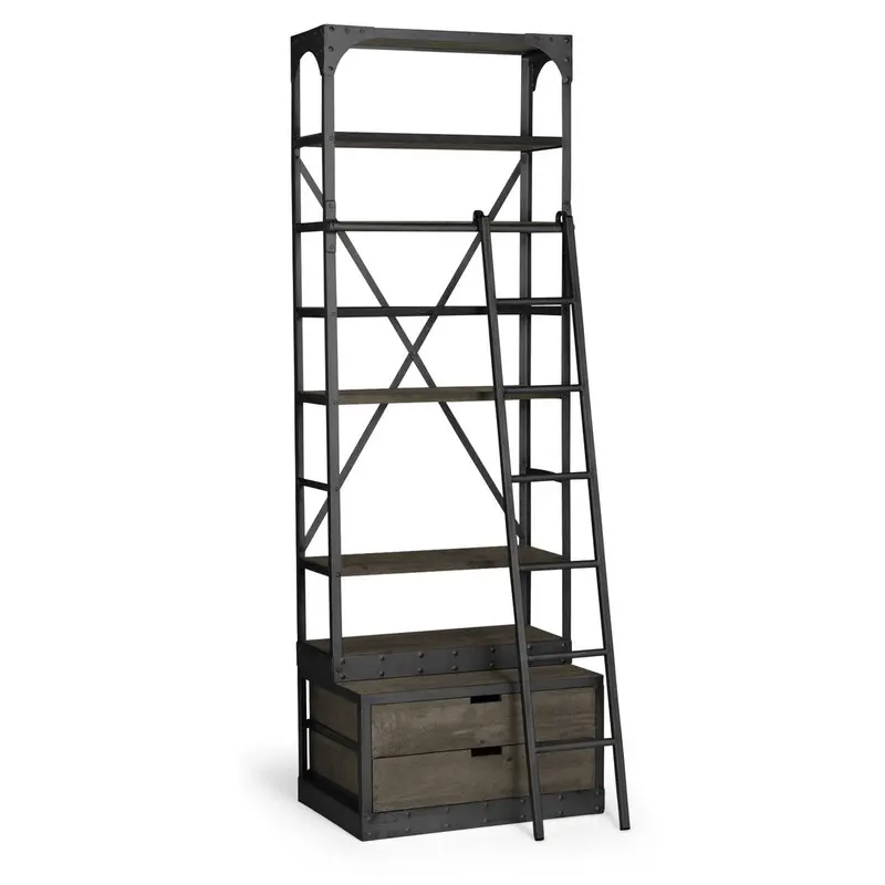 Metal-Framed Four-Shelf Etagere With Cross Bracing 1