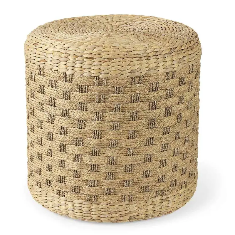 Michelle Woven Seagrass Round Accent Pouf 1