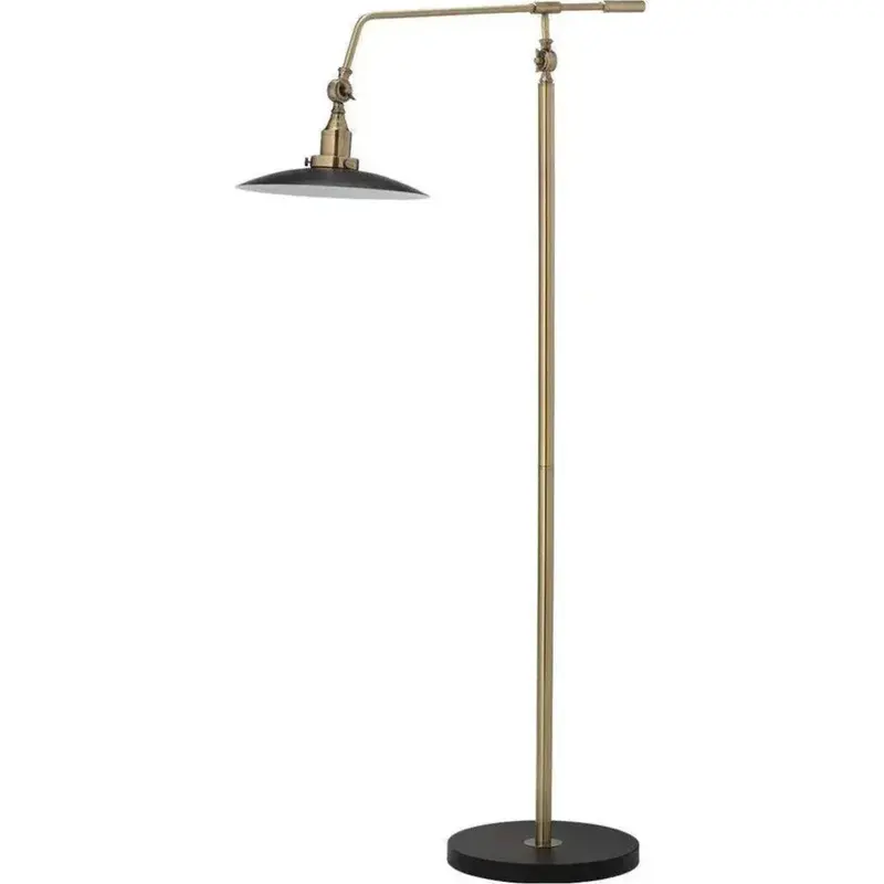 Mid-Century Aluminum Floor Lamp With Antique Brass Details 1