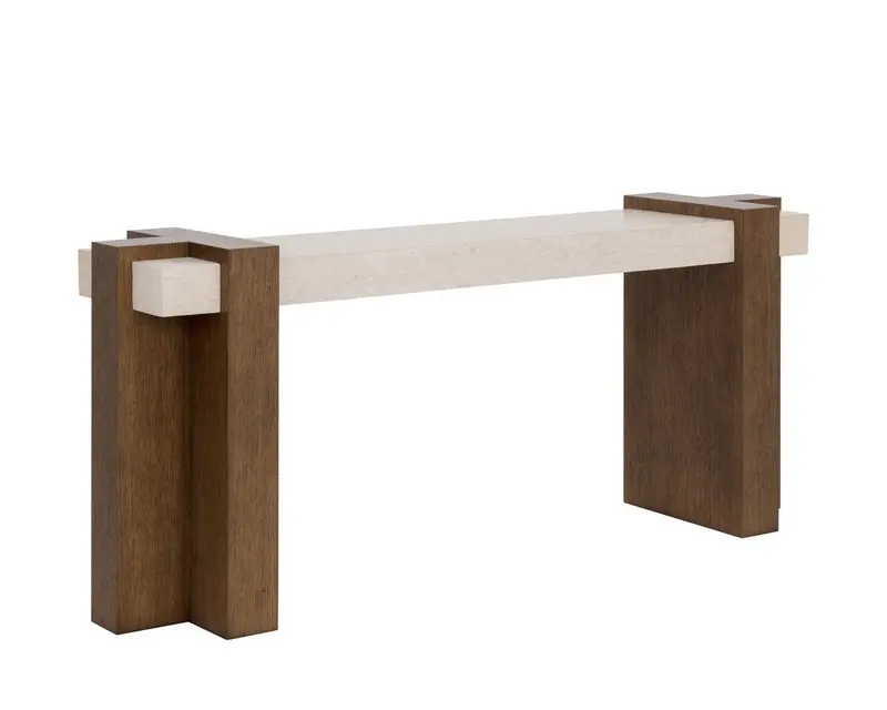 Minerva Rectangular Console Table – Luxe Marble Top On Slim Wood Frame 1