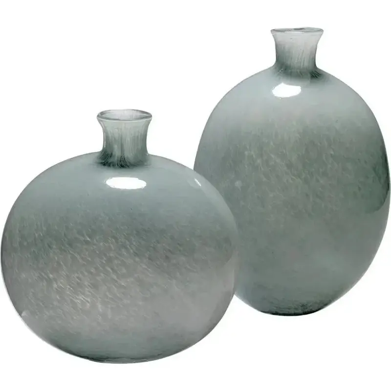 Minx Glass Vase Duo – Pair Of Curved Transparent Vessels 1