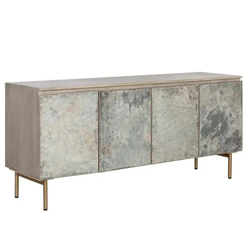 Mirabelli Modern Sideboard With Brass Legs And Integrated Cord Management 1