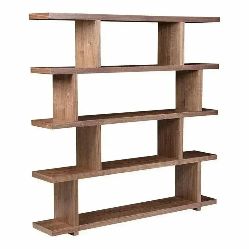 Miri Wooden Etagere — Natural Brown Open Shelving Unit 1