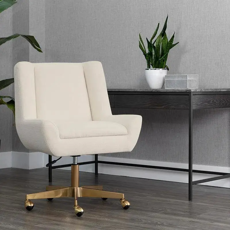 Mirian Alabaster Office Chair – Zenith Series With Gold-Tone Base 2