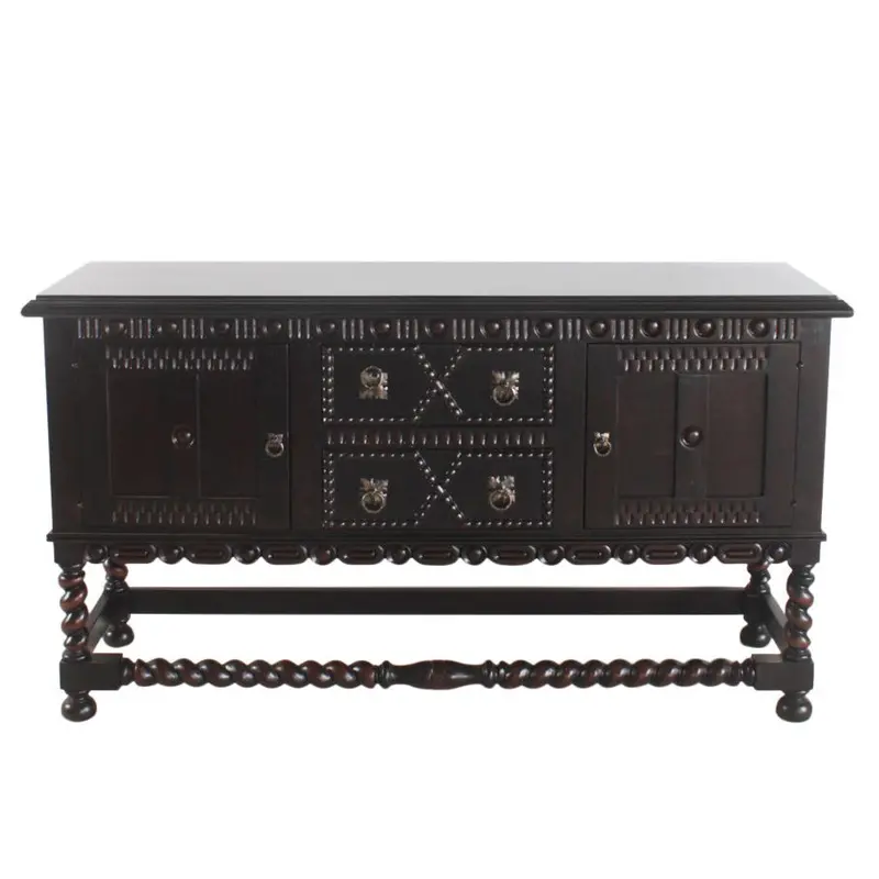 Mission-Style Dark Brown Wooden Sideboard With Clean Lines 1