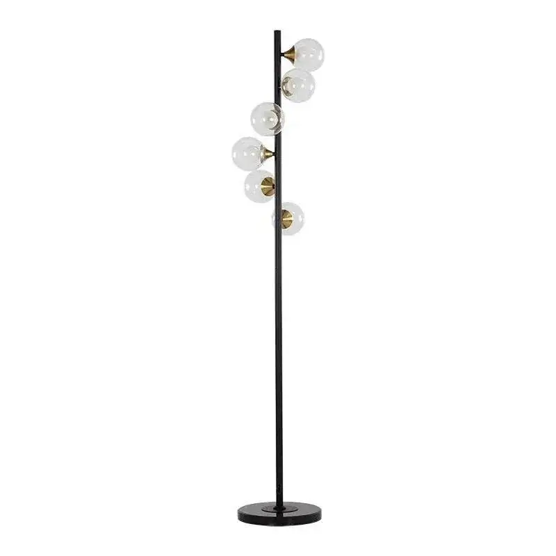 Misty Floor Lamp – Matte Black Base With Polished Marble Weight 1